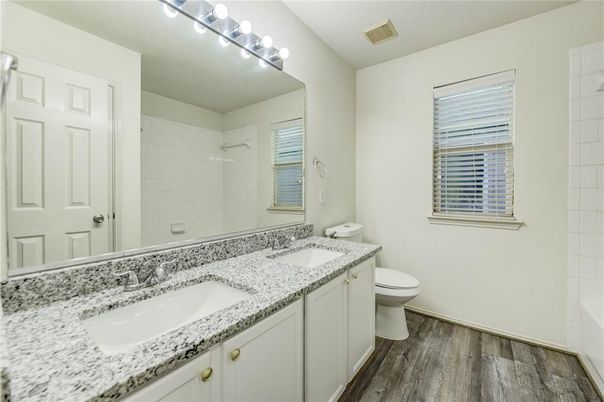 Bathroom, Dual Sink Vanities, Interior, Wood Texture Flooring