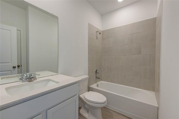 Bathroom, Interior, Recessed Lighting, Wood Texture Flooring