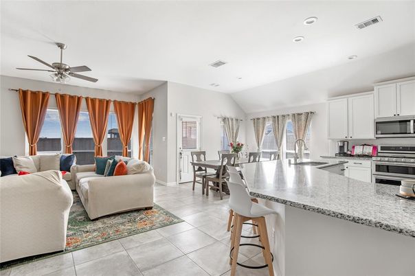 Dining room, Interior, Kitchen, Living room, Recessed Lighting