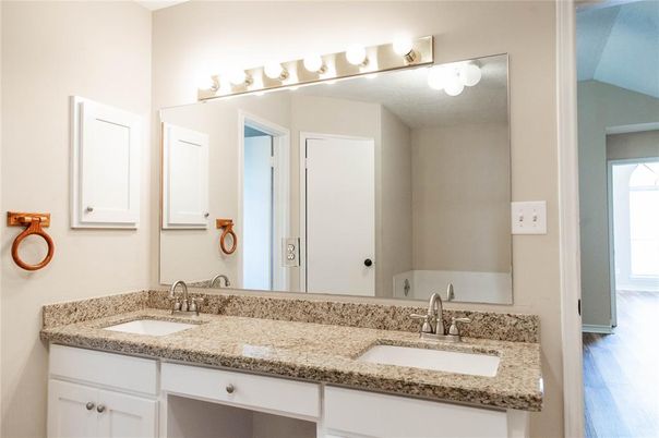 Bathroom, Dual Sink Vanities, Interior, Wood Texture Flooring