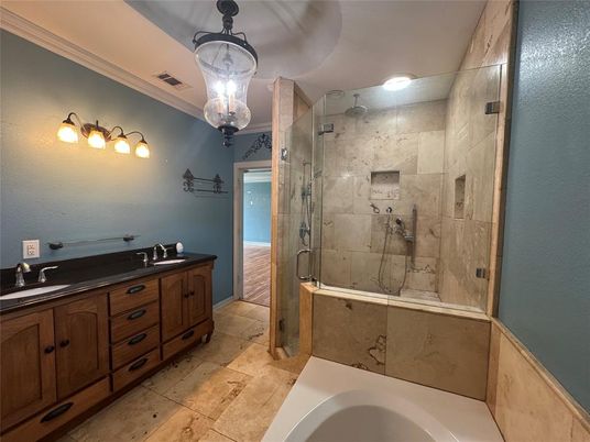 Bathroom, Dual Sink Vanities, Glass Shower, Interior