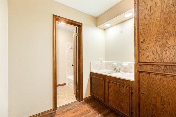 Bathroom, Interior, Recessed Lighting, Wood Texture Flooring