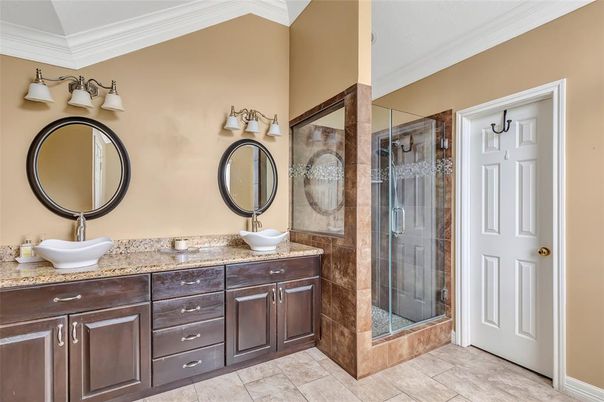 Bathroom, Dual Sink Vanities, Glass Shower, Interior