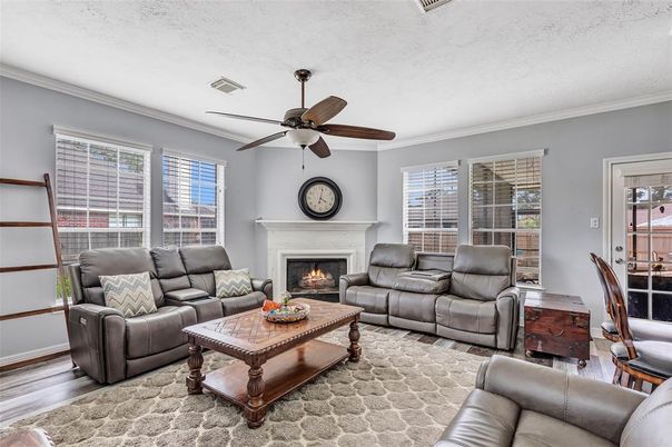 Fireplace, Interior, Living room, Stone Walls, Wood Texture Flooring