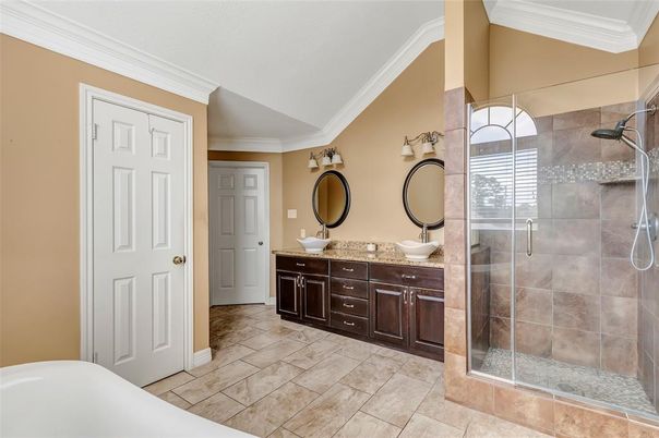 Bathroom, Dual Sink Vanities, Glass Shower, Interior