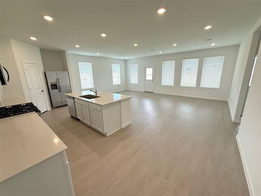 Interior, Kitchen, Recessed Lighting, Wood Texture Flooring