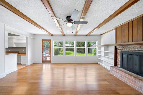 Empty room, Fireplace, Interior, Wood Texture Flooring