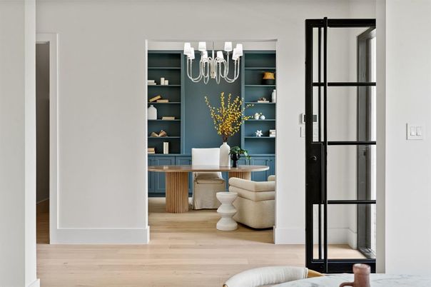 Chandelier, Home Office, Interior, Wood Texture Flooring