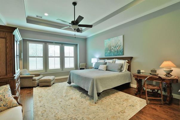 Bedroom, Home Office, Interior, Recessed Lighting, Wood Texture Flooring