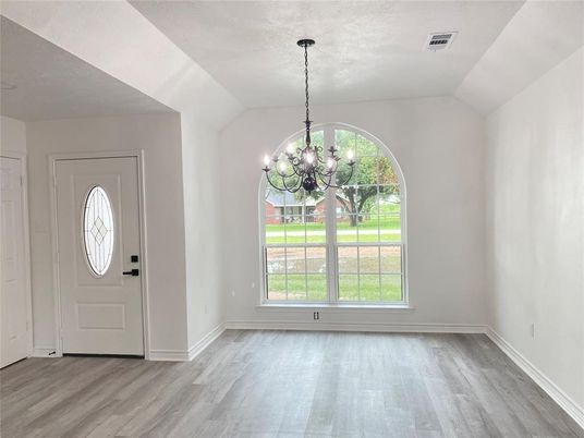 Chandelier, Empty room, Interior, Wood Texture Flooring