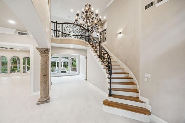 Chandelier, Interior, Marble, Recessed Lighting