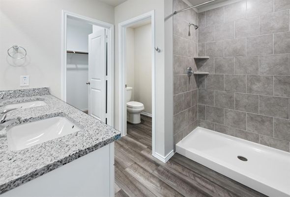 Bathroom, Dual Sink Vanities, Interior, Wood Texture Flooring