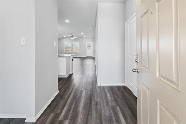 Empty room, Interior, Pendant Lights, Recessed Lighting, Wood Texture Flooring