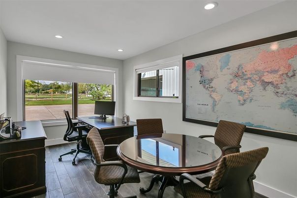 Home Office, Interior, Recessed Lighting, Wood Texture Flooring