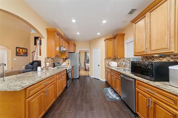 Interior, Kitchen, Recessed Lighting, Wood Texture Flooring