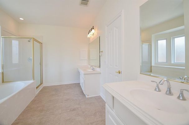 Bathroom, Dual Sink Vanities, Glass Shower, Interior, Recessed Lighting
