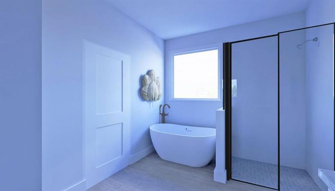 Bathroom, Free Standing Baths, Interior, Wood Texture Flooring