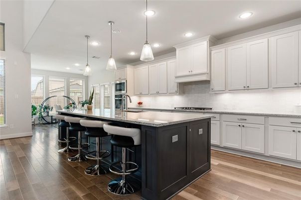 Interior, Kitchen, Pendant Lights, Recessed Lighting, Wood Texture Flooring