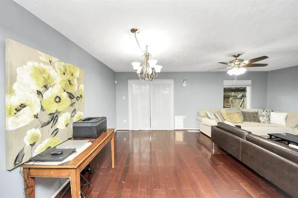 Chandelier, Home Office, Interior, Living room, Wood Texture Flooring