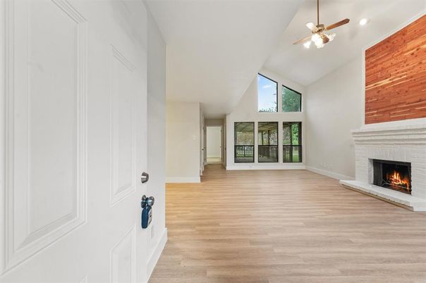 Empty room, Fireplace, Interior, Wood Texture Flooring