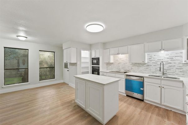 Interior, Kitchen, Stainless Steel Appliances, Wood Texture Flooring