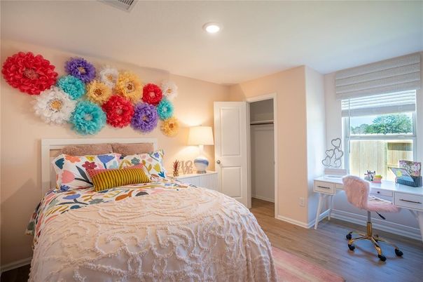 Bedroom, Home Office, Interior, Recessed Lighting, Wood Texture Flooring