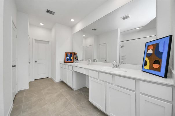 Bathroom, Dual Sink Vanities, Interior, Recessed Lighting