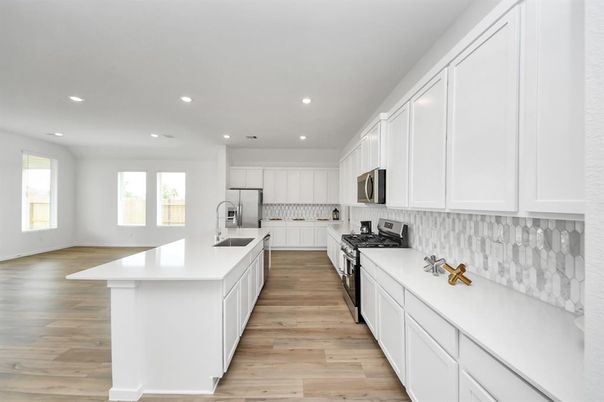 Interior, Kitchen, Recessed Lighting, Wood Texture Flooring