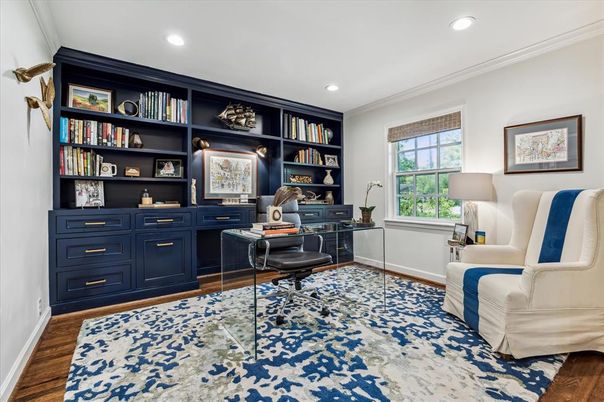 Home Office, Interior, Recessed Lighting, Wood Texture Flooring