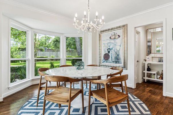 Chandelier, Dining room, Interior, Wood Texture Flooring