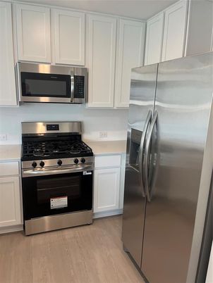 Interior, Kitchen, Stainless Steel Appliances, Wood Texture Flooring