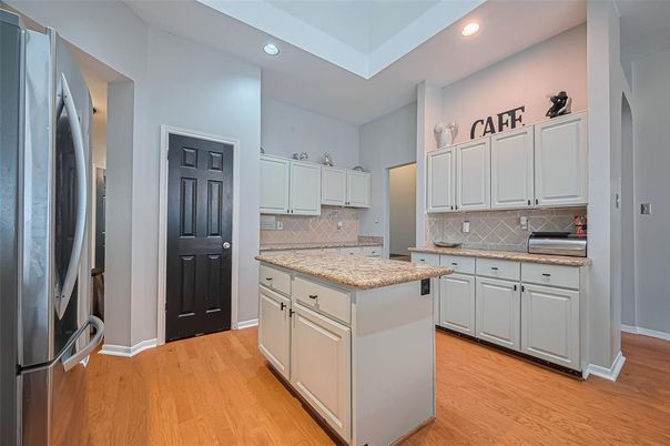 Interior, Kitchen, Recessed Lighting, Wood Texture Flooring