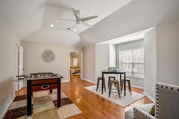 Game Room, Interior, Recessed Lighting, Wood Texture Flooring
