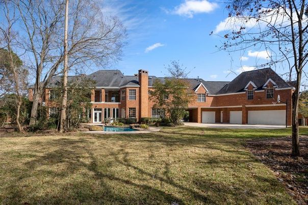 Attached, Backyard, Exterior, Facade, Brick Facade, French Provincial