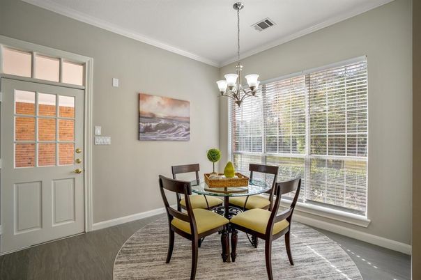 Chandelier, Dining room, Interior, Wood Texture Flooring