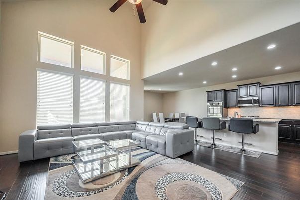 Interior, Kitchen, Living room, Recessed Lighting, Wood Texture Flooring