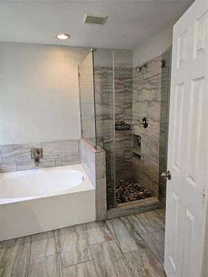 Bathroom, Glass Shower, Interior, Recessed Lighting