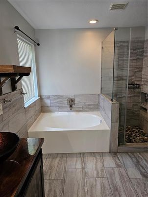 Bathroom, Glass Shower, Interior, Recessed Lighting