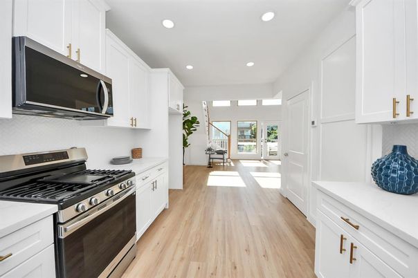 Interior, Kitchen, Recessed Lighting, Wood Texture Flooring