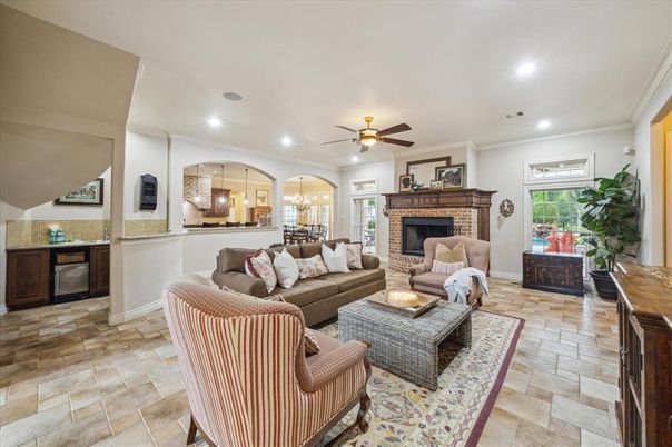 Fireplace, Interior, Living room, Pendant Lights, Recessed Lighting