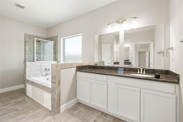Bathroom, Dual Sink Vanities, Interior, Wood Texture Flooring
