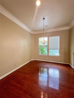 Chandelier, Empty room, Interior, Recessed Lighting, Wood Texture Flooring