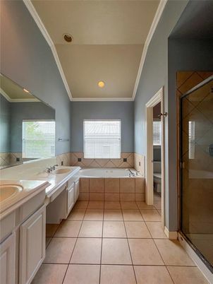 Bathroom, Dual Sink Vanities, Glass Shower, Interior, Recessed Lighting