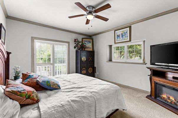 Bedroom, Fireplace, Interior
