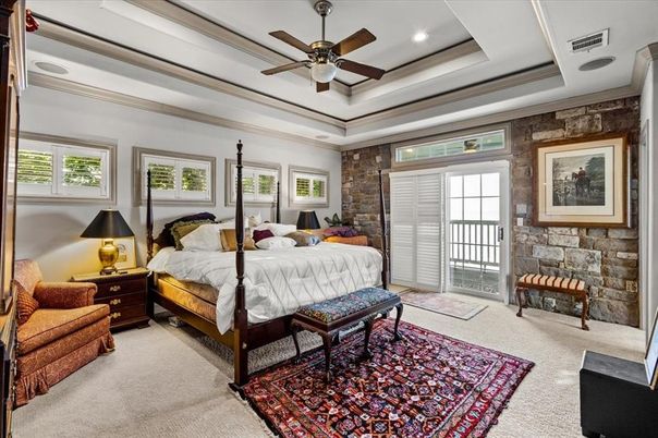 Bedroom, Interior, Recessed Lighting, Stone Walls