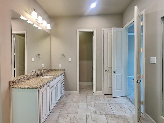 Bathroom, Dual Sink Vanities, Interior, Marble, Recessed Lighting