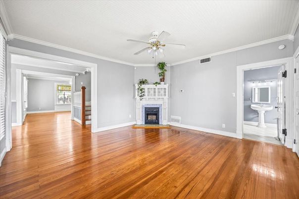 Empty room, Fireplace, Interior, Wood Texture Flooring