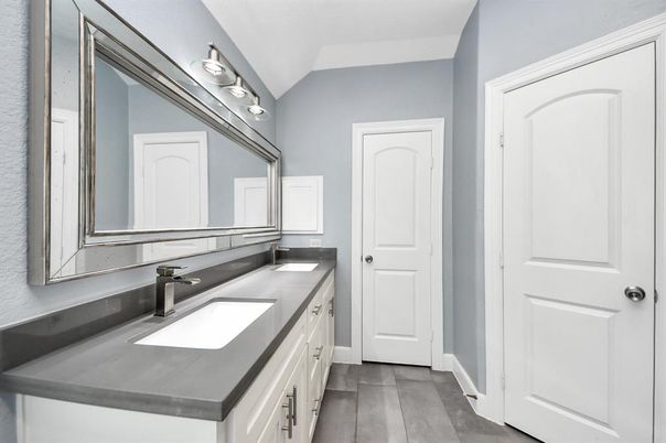 Bathroom, Dual Sink Vanities, Interior, Wood Texture Flooring