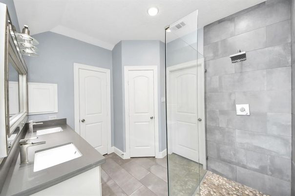 Bathroom, Glass Shower, Interior, Recessed Lighting