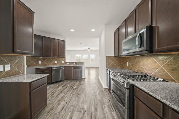 Interior, Kitchen, Recessed Lighting, Wood Texture Flooring